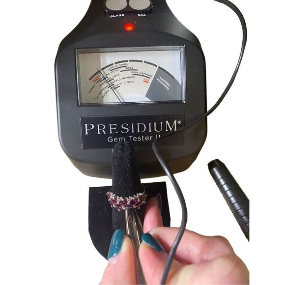 Michelle Albala sterling silver 925 cushion cut garnet and diamond ring tested s - Picture 12 of 12